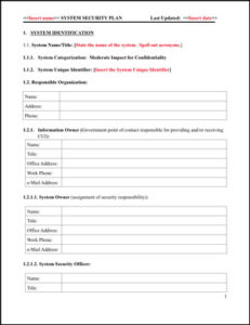 NIST 800-171 SSP Template