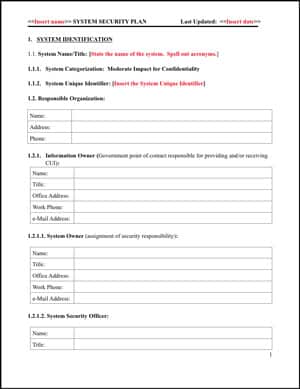 NIST 800-171 SSP Template