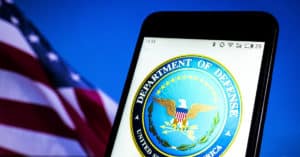 Department of Defense logo on cellphone